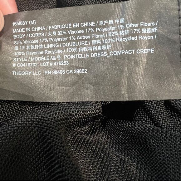 Theory Textured Knit Pointelle Midi Dress Sleeveless Straight Fit Black M NWT - Picture 14 of 14